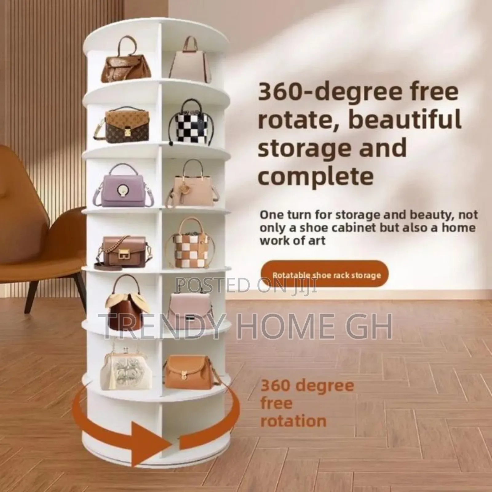 Organize Your Shoes Like a Luxury Home 
Rotating Shoe Rack Available