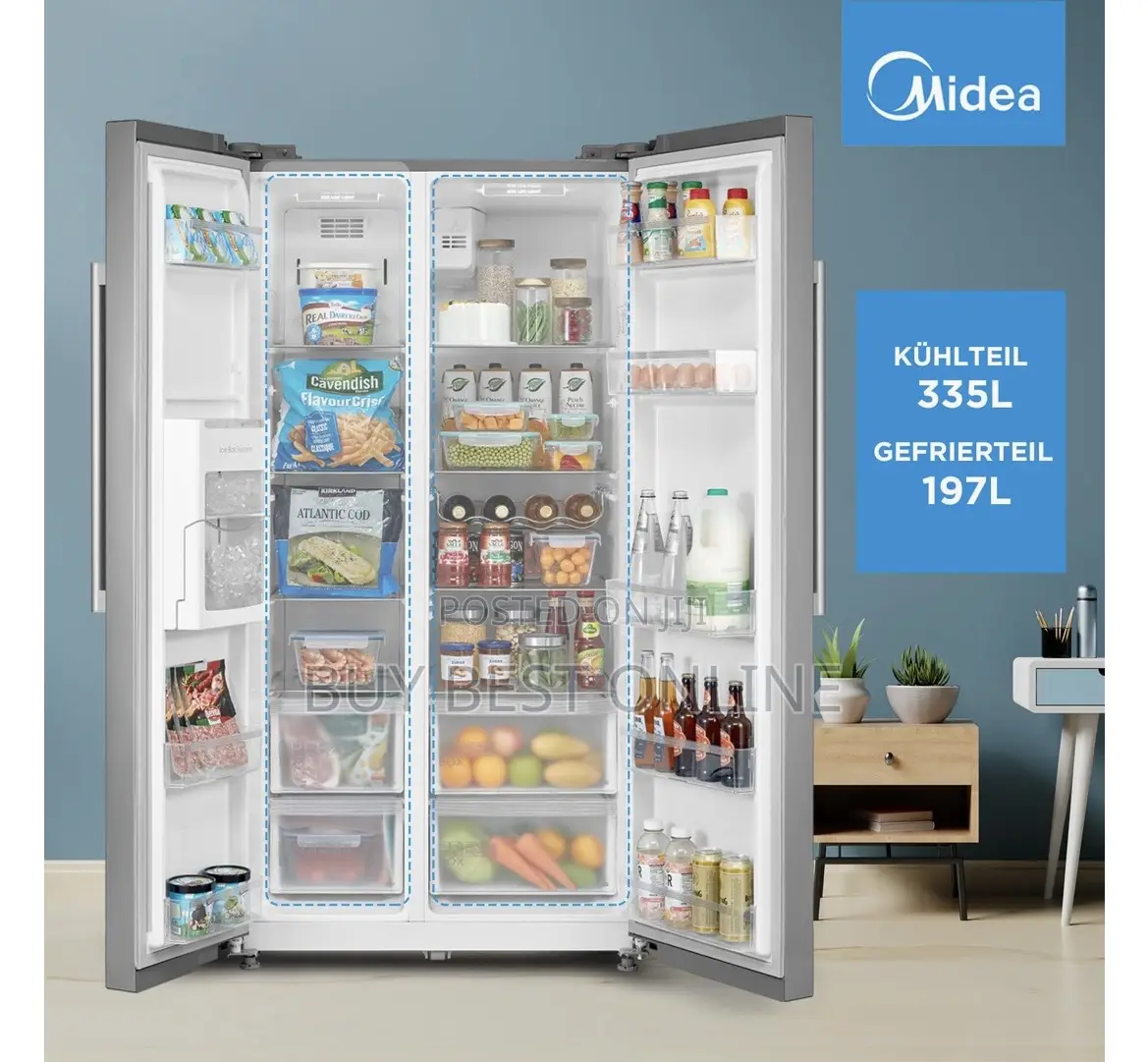 Midea 532l Side by Side Fridge/Freezer Combination
