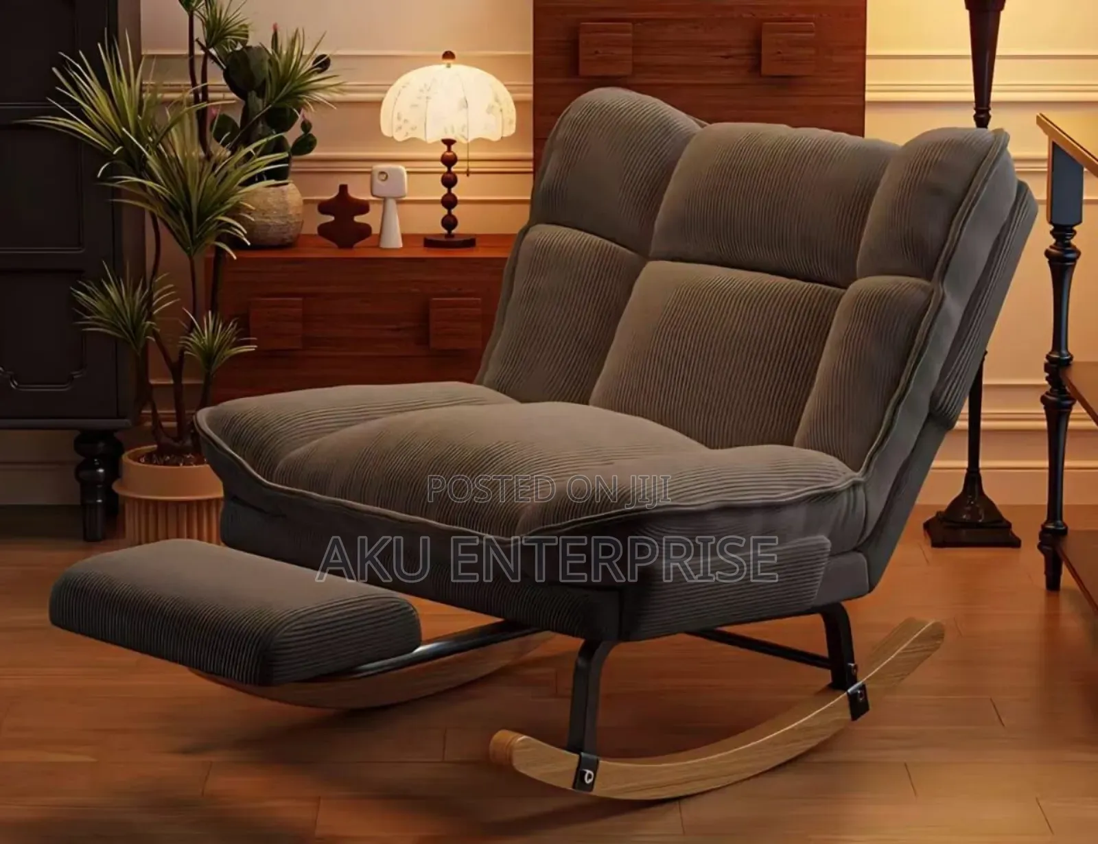 Rocking Chair Comfortable Recliner Upholstered in Gray