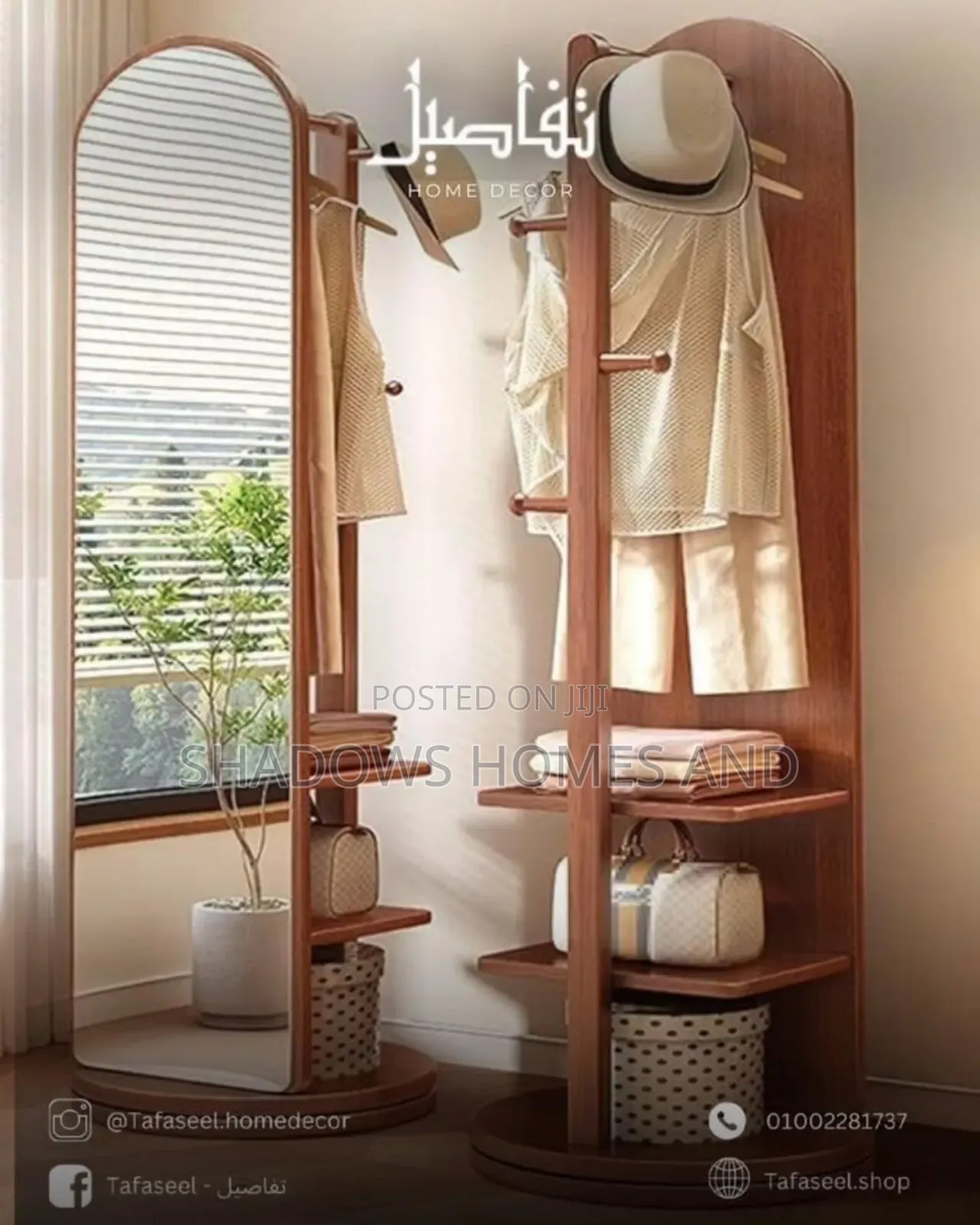 Full Body Rotation Mirror And Coats Hanger