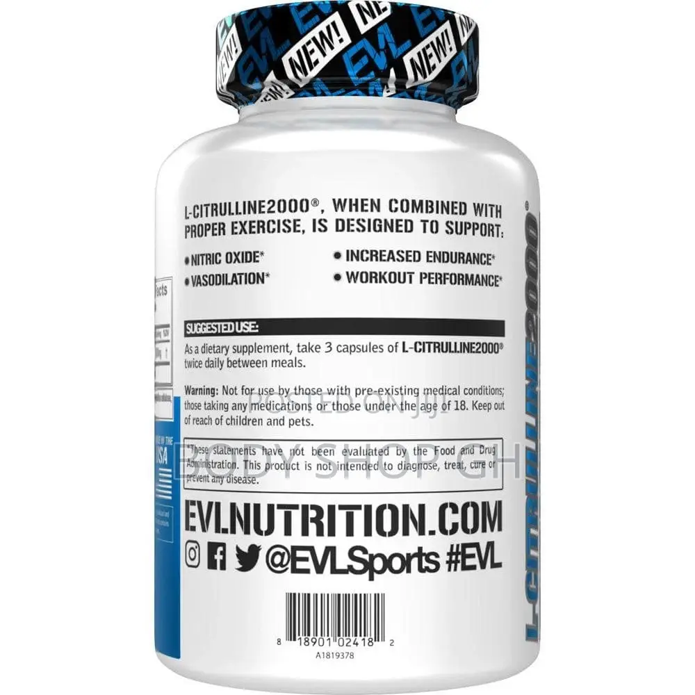 L-citrulline 2000 High Strength L Citrulline Capsules / Nitric Oxide