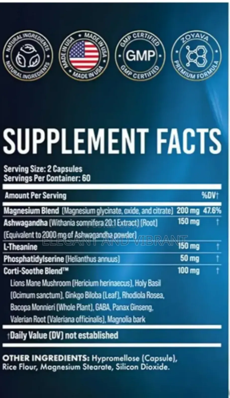 Corti-calm Magnesium Ashwagandha L-theanine 60ct