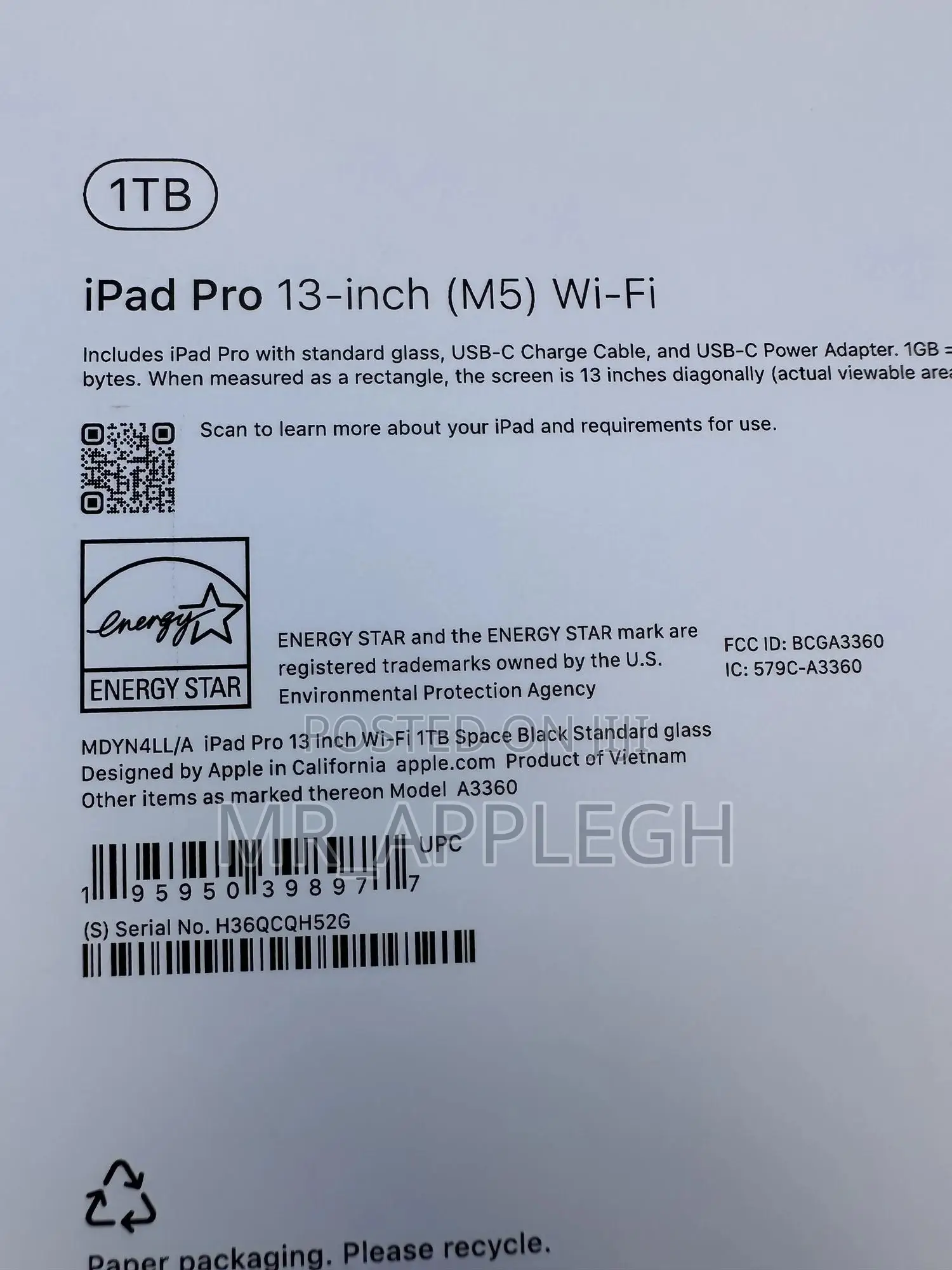 New Apple iPad Pro 13 (2025) 1 TB Black