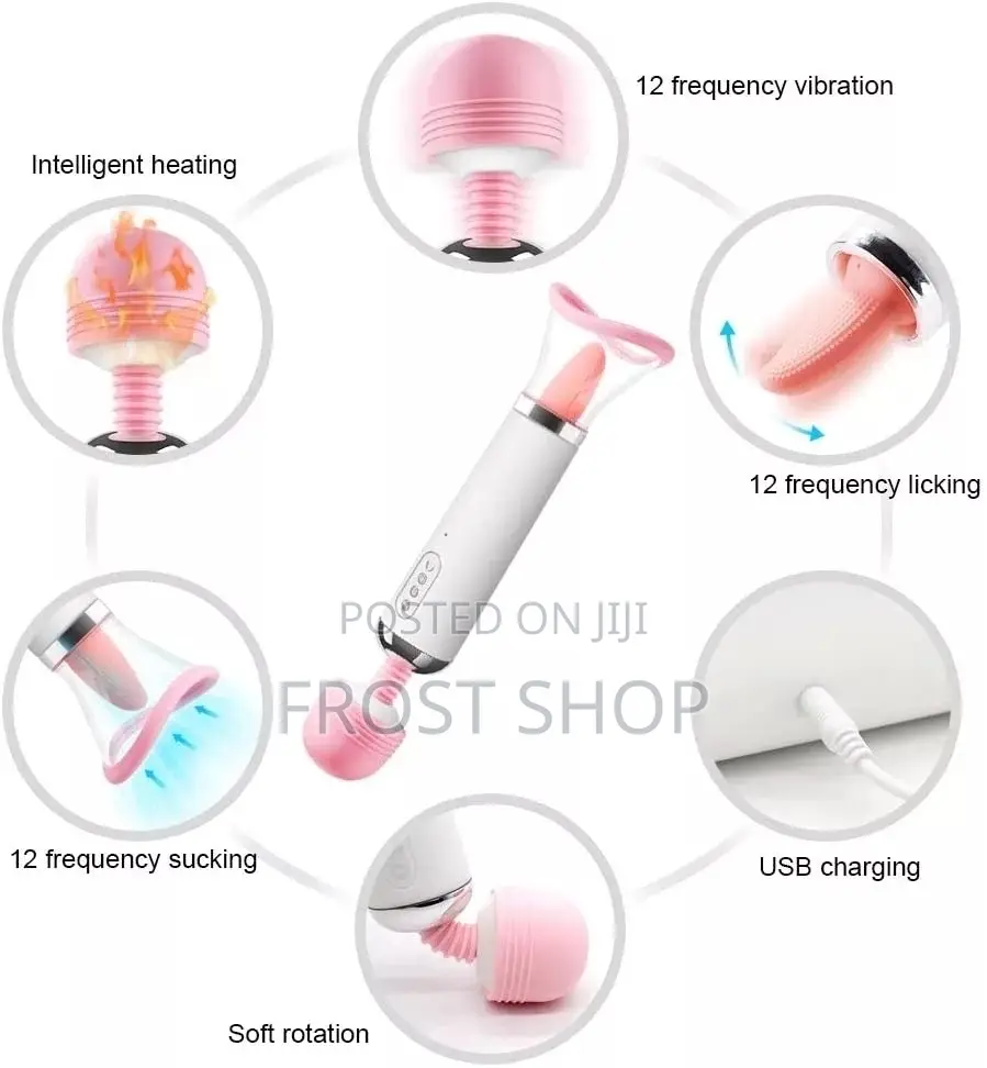3 in 1 Vibrating Magic Wand With Suction Cup and Tongue
