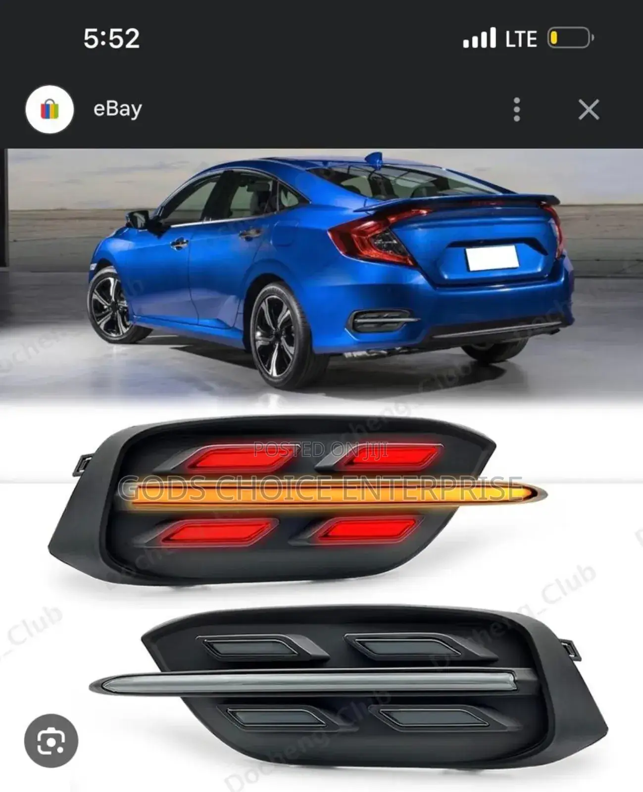 Back Bumper Reflector Civic 2016-2021 Led