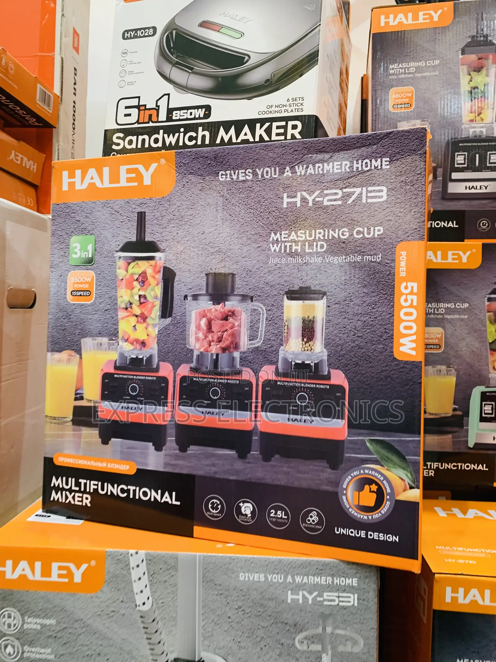 Hot Deals on Haley-Hy-2713 Halley Blender 3 Jars 5500watt 15speed Red