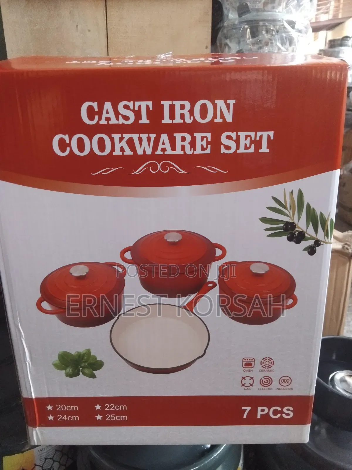 7 Pcs Cast Iron Cereamic Cookware