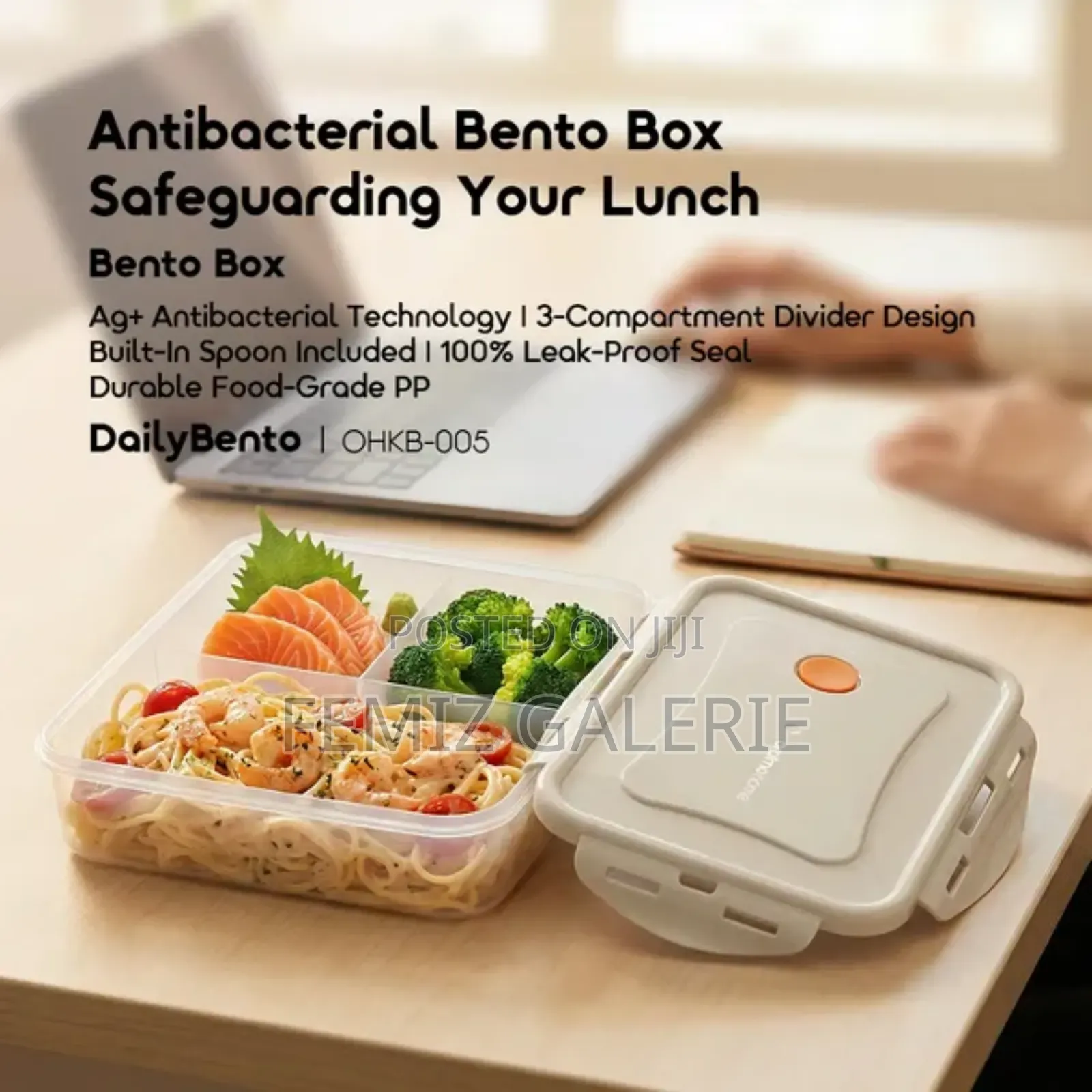 Oraimo Dailybento Antibacterial 3-Compartment Bento Box