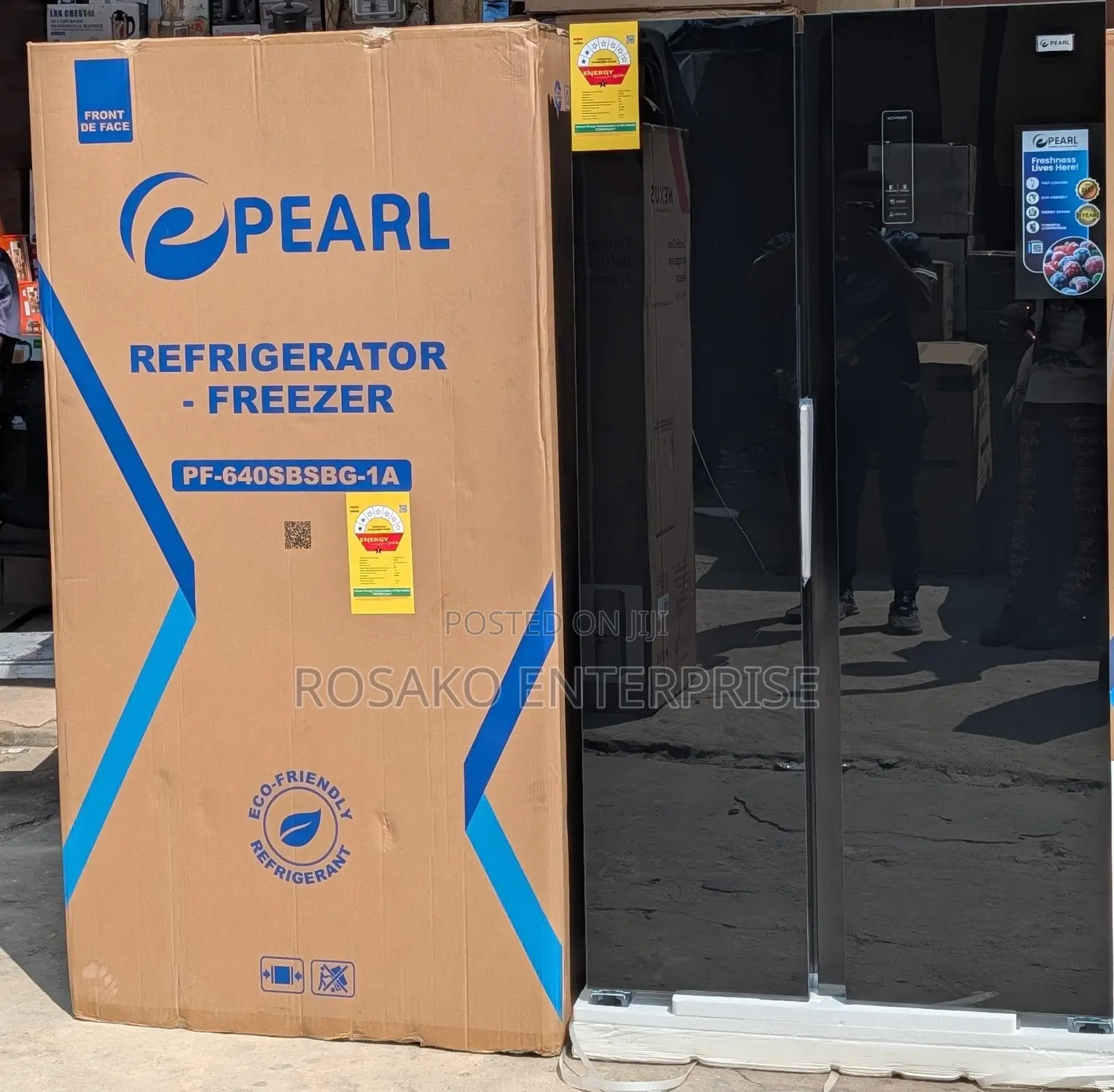 Pearl 436l Black Mirror Side by Side Refrigerator