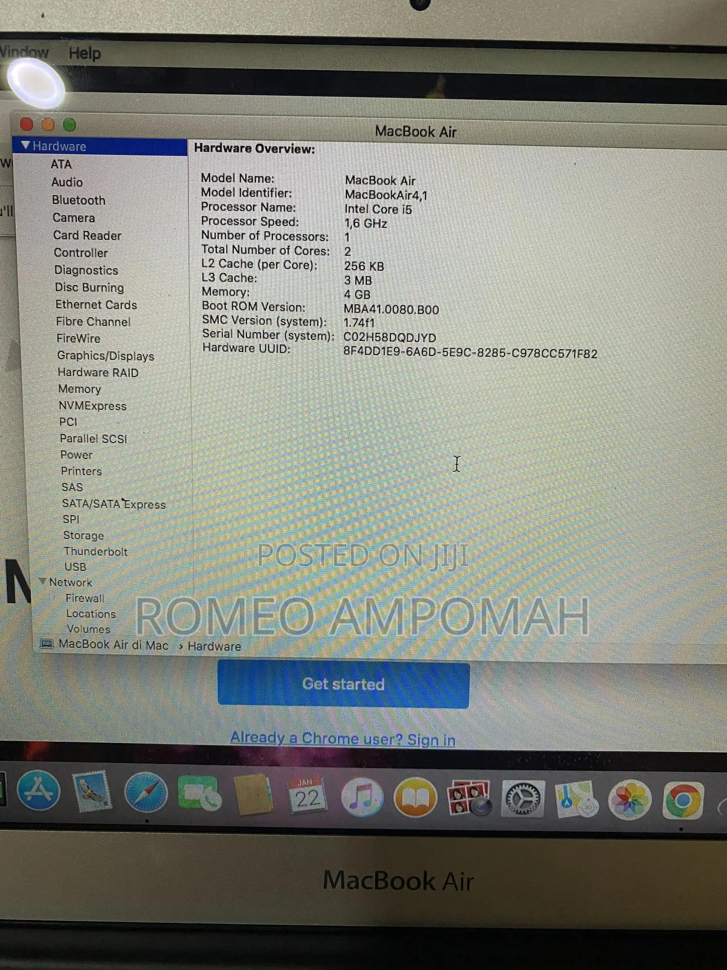 Laptop Apple MacBook Air 4GB Intel Core i5 SSD 128GB