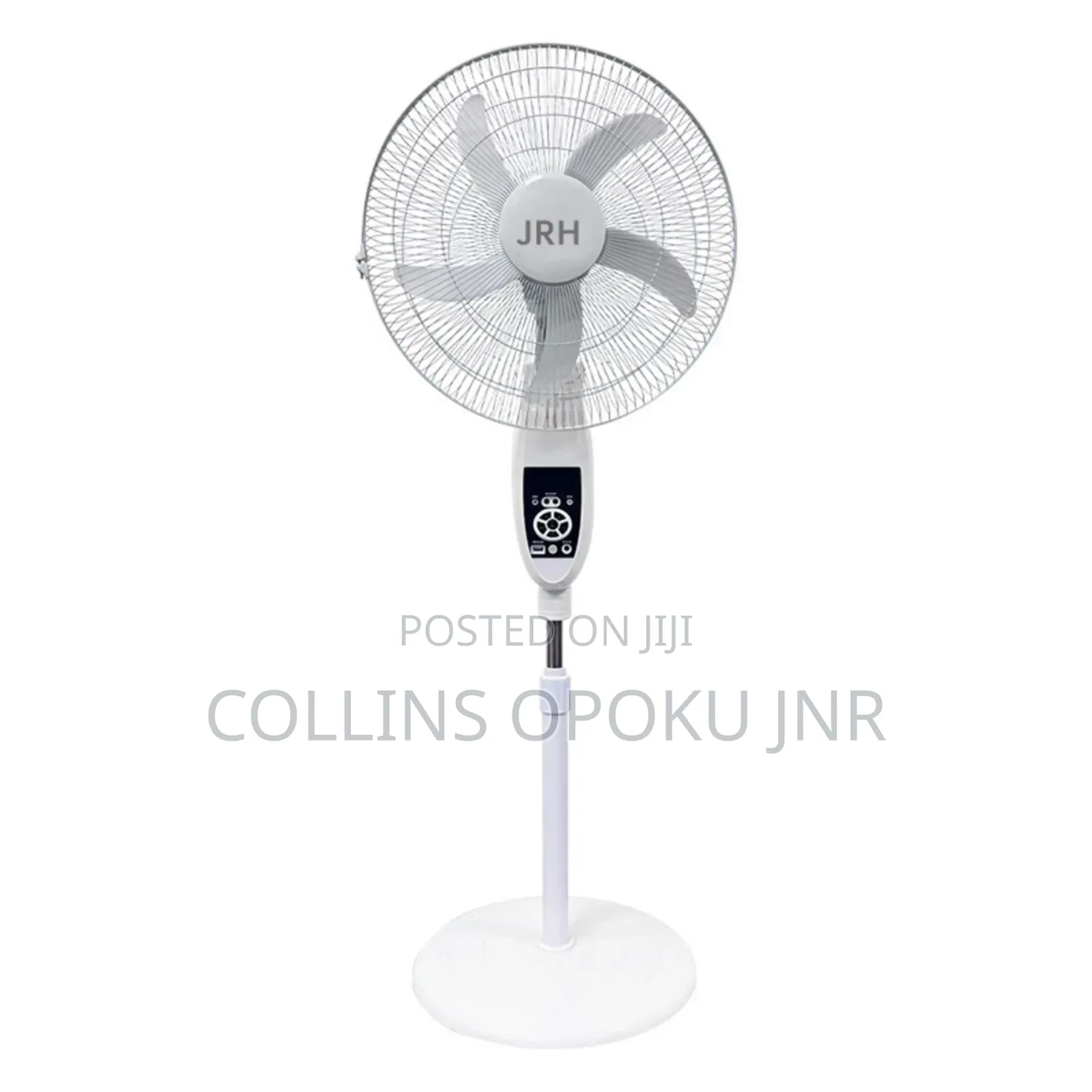 Rechargeable Standing Fan With Solar Panel , 2 Bulbs Remote - 16"
