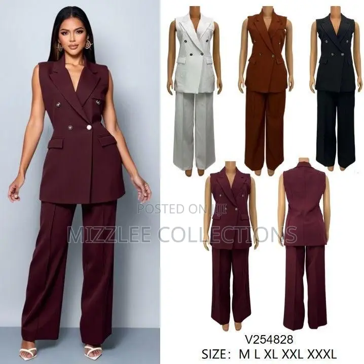 Long Blazer Sleeveless Suit for Ladies in M-3xl