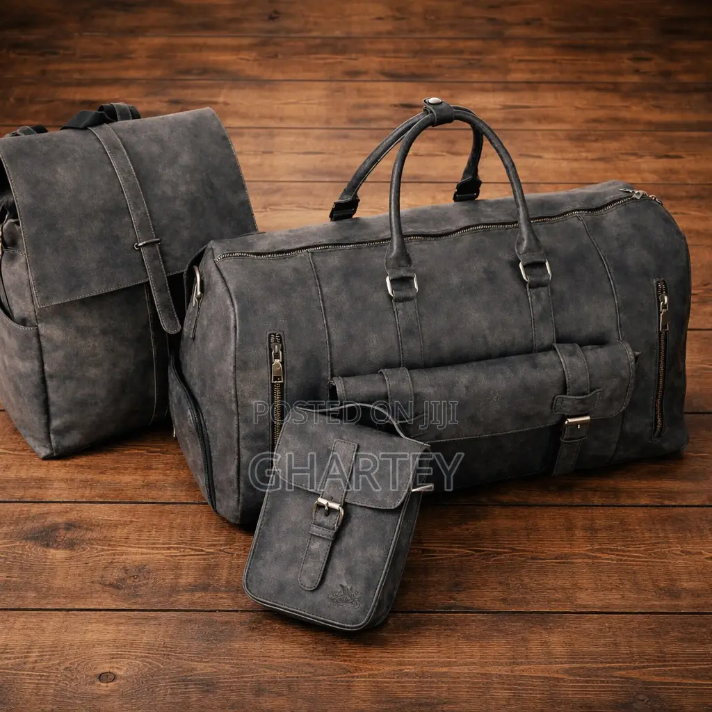 Vintage High Quality 3-Piece Leather Travel Bag Set Available