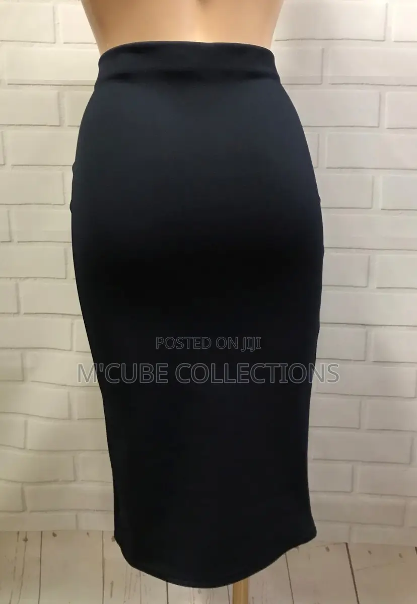 Classic Black Pencil Midi Skirt