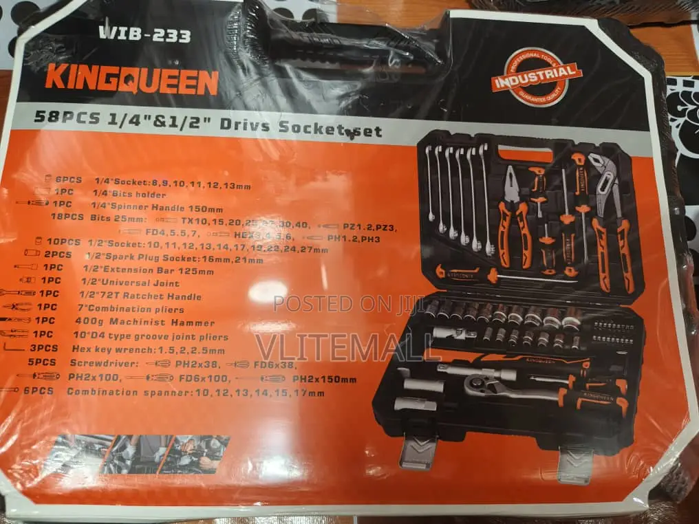 Kingqueen 58-Piece Professional Industrial Socket Set
