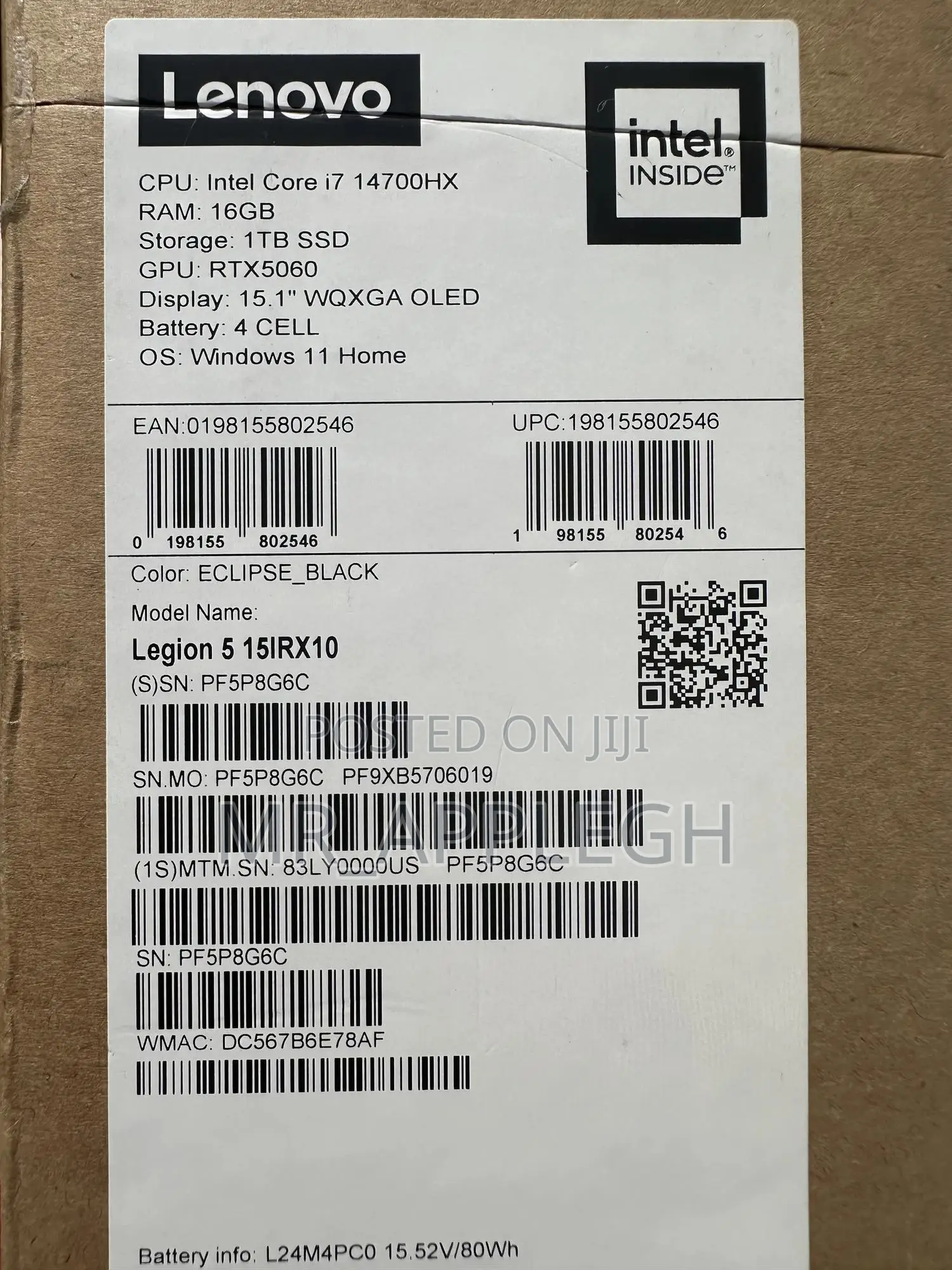 New Laptop Lenovo Legion 5 16GB Intel Core i7 SSD 1T