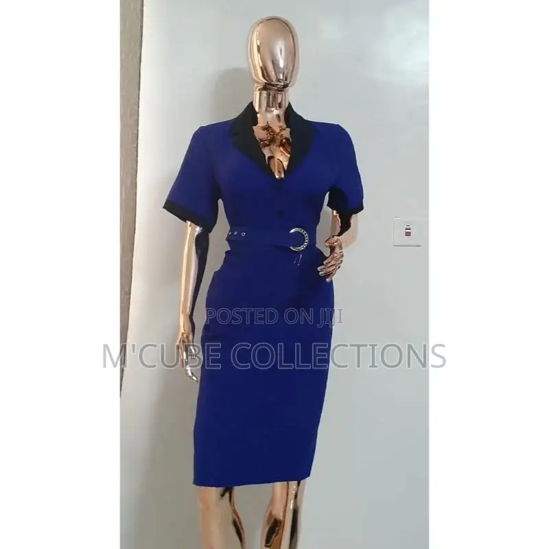 Royal Blue Belted Collar Dress