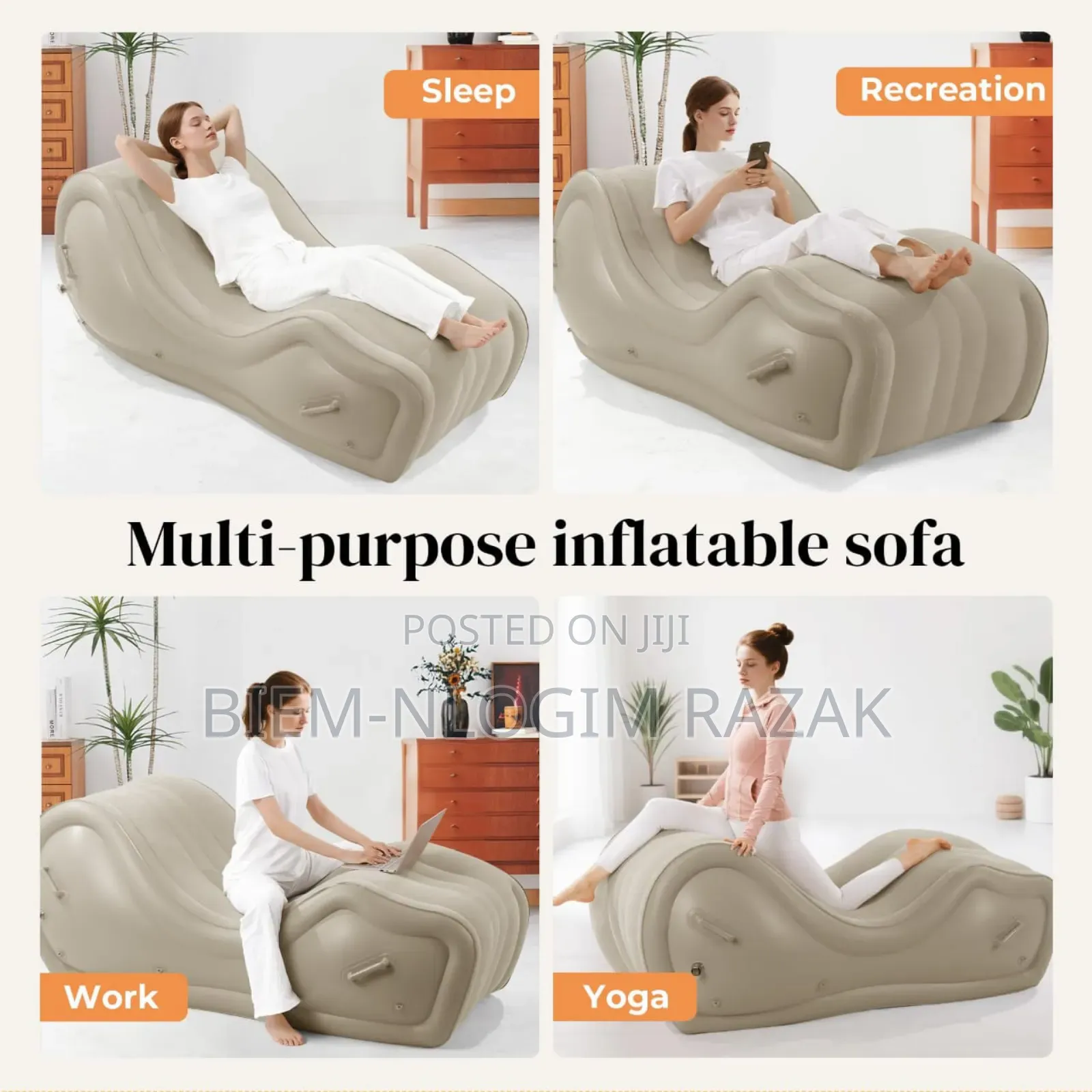 Multi-Purpose Inflatable Bed or Chair for Indoors Activities