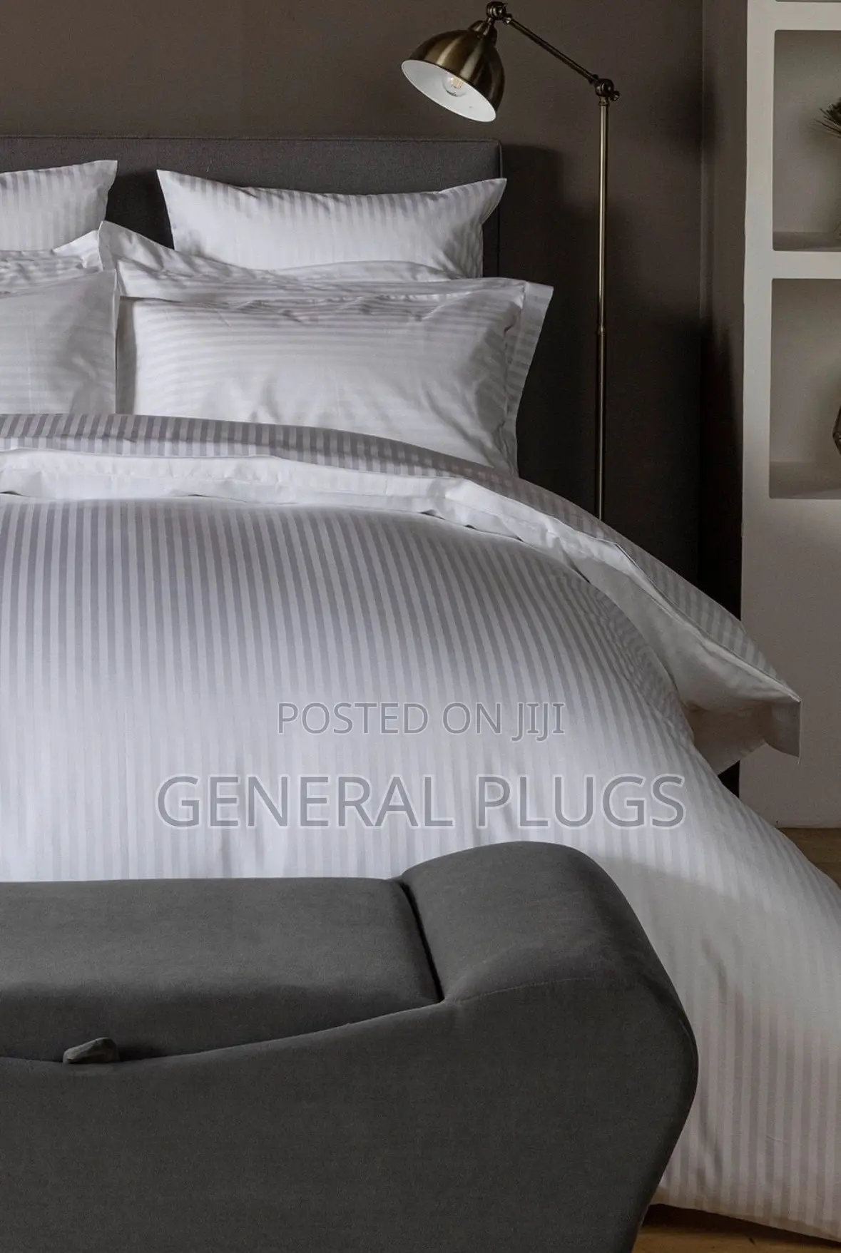 Fresh White Hotel Style ;White Stripped Duvet Cover Only