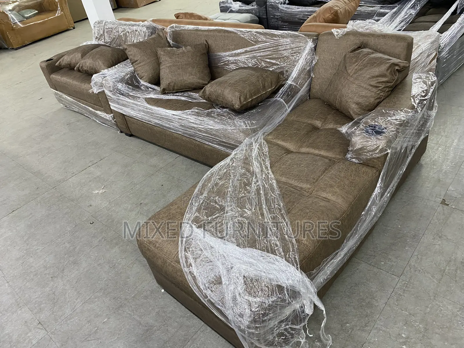 Turkish Sofa L Shape Plus 2 in 1 Leather and Cotton