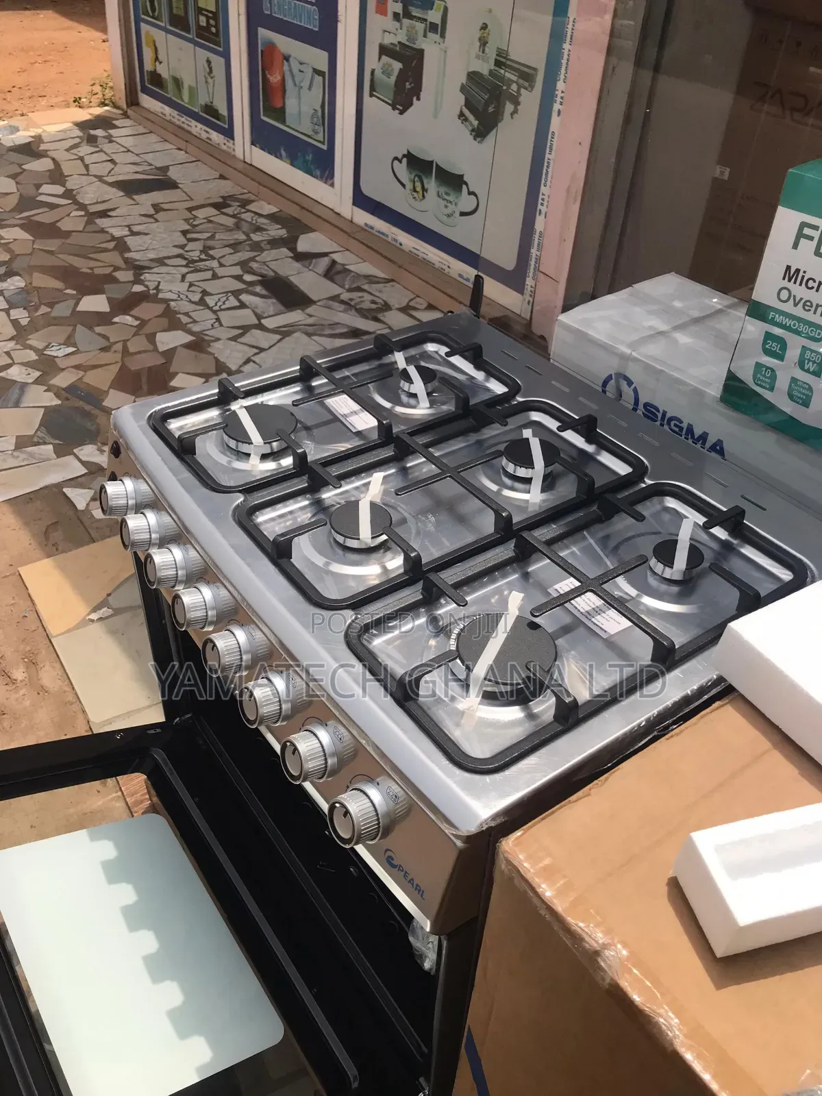 Stainless Steel Pearl Auto Ignition 6 Gas Burner Stove Oven And Grill