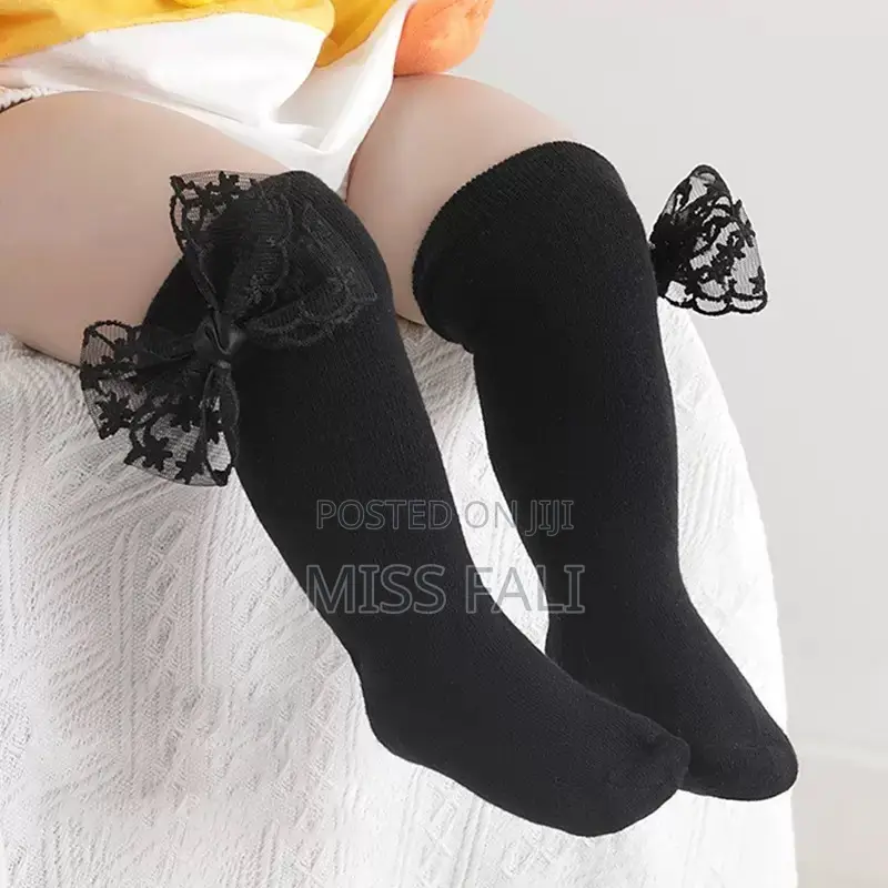 Knee High Lace Bow Socks.