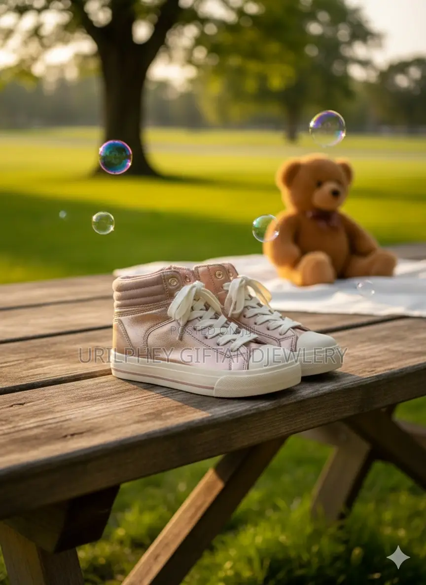 Kids Shimmering Rose Gold High-Tops – Stylish Metallic Fashion Shoes
