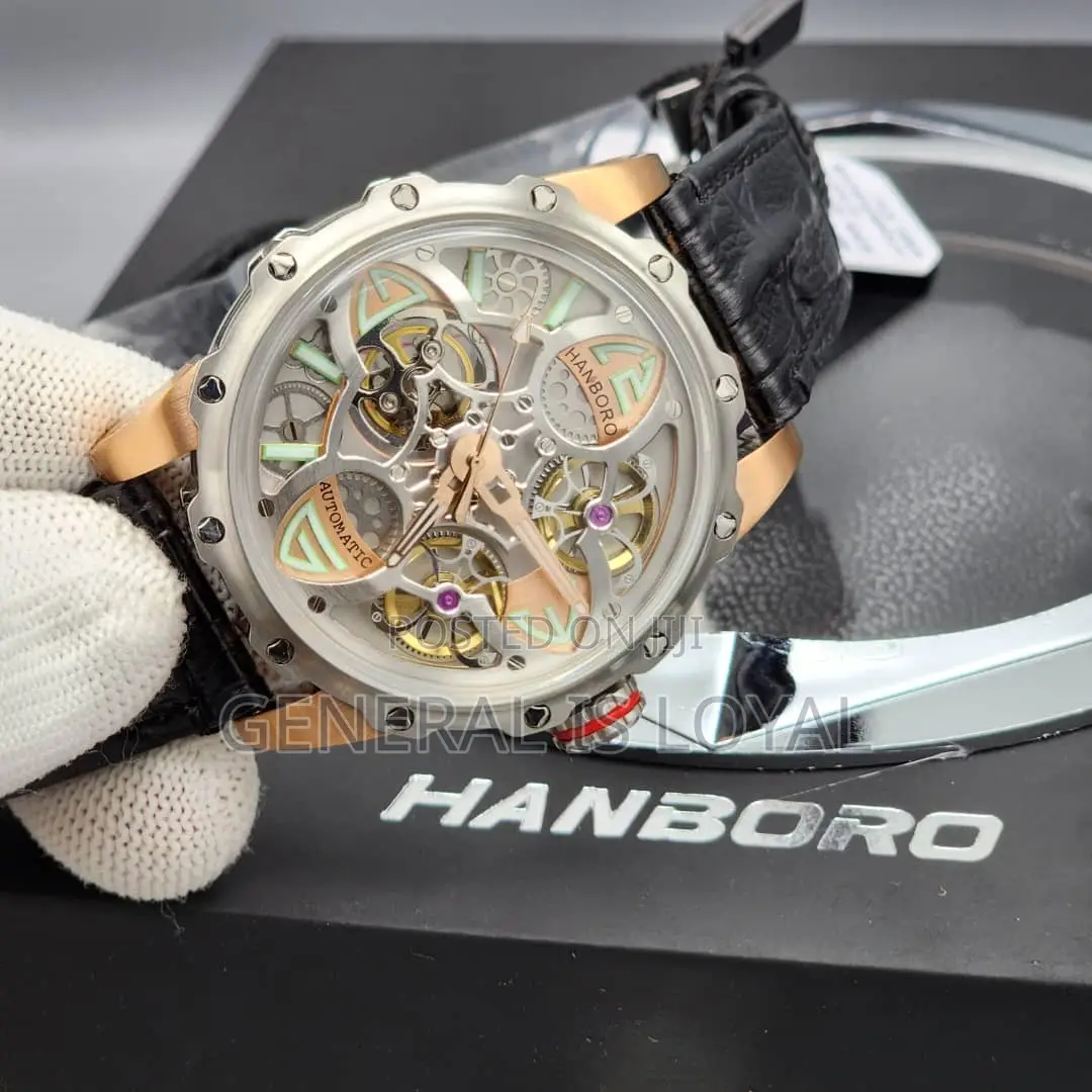 Hanboro Men's Automatic Skeleton Mechanical Watch