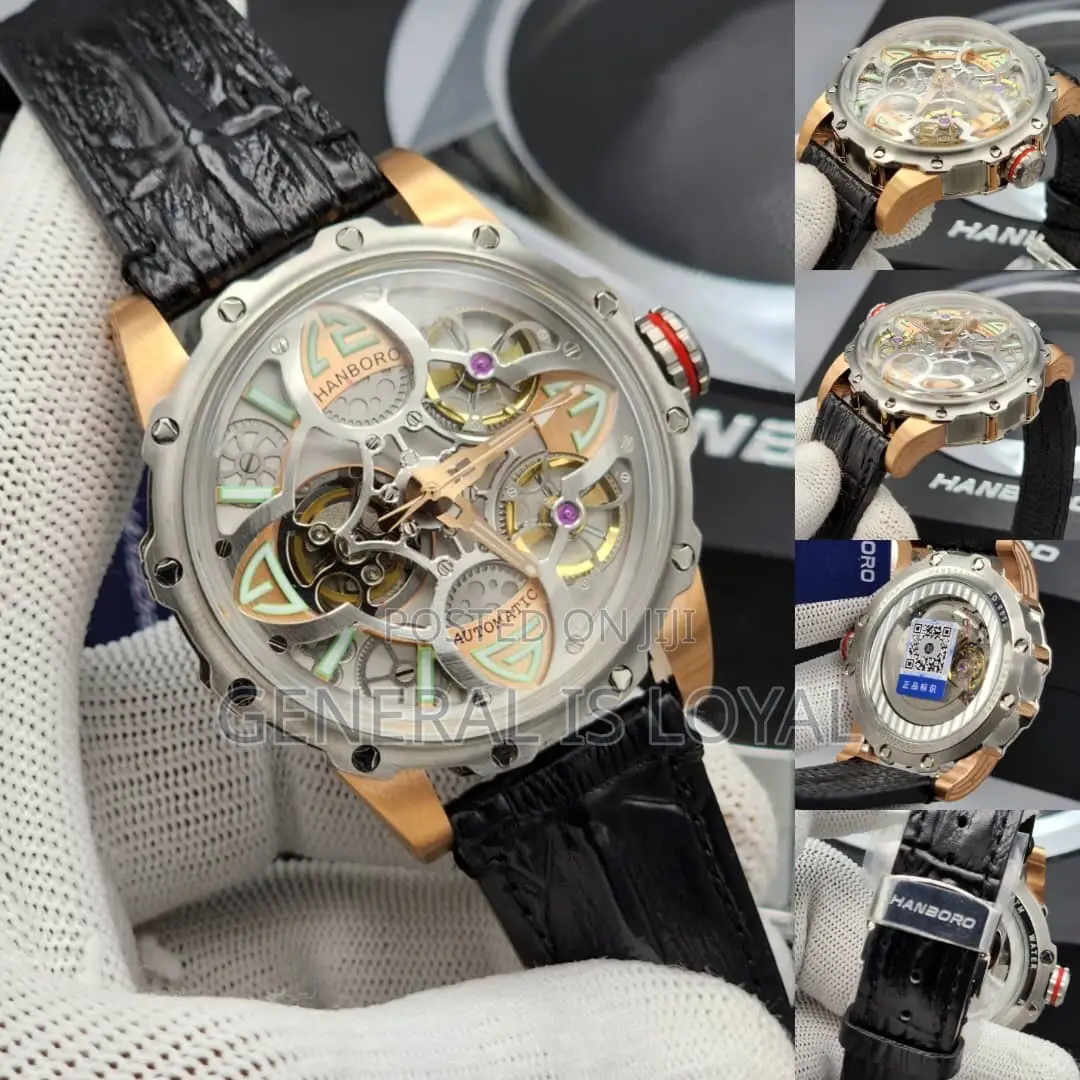 Hanboro Men's Automatic Skeleton Mechanical Watch