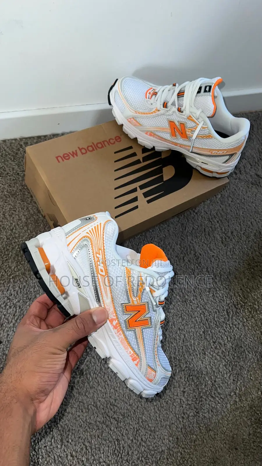 New Balance 740 Orange White Sneakers