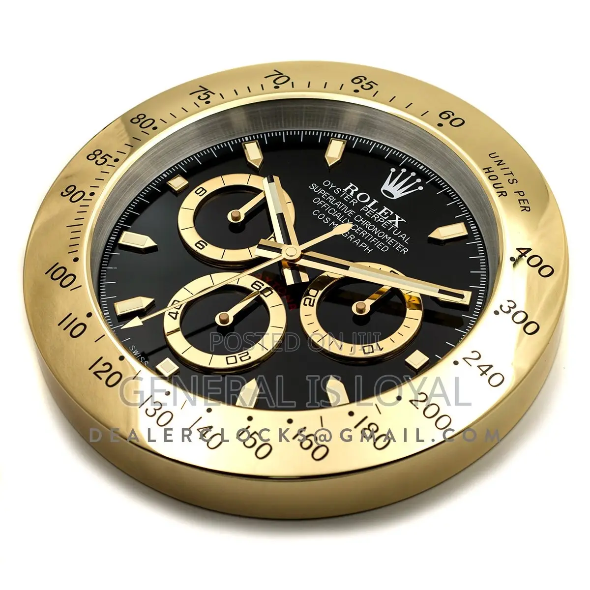 Rolex Wall Clock Daytona Black-gold Panda Edition