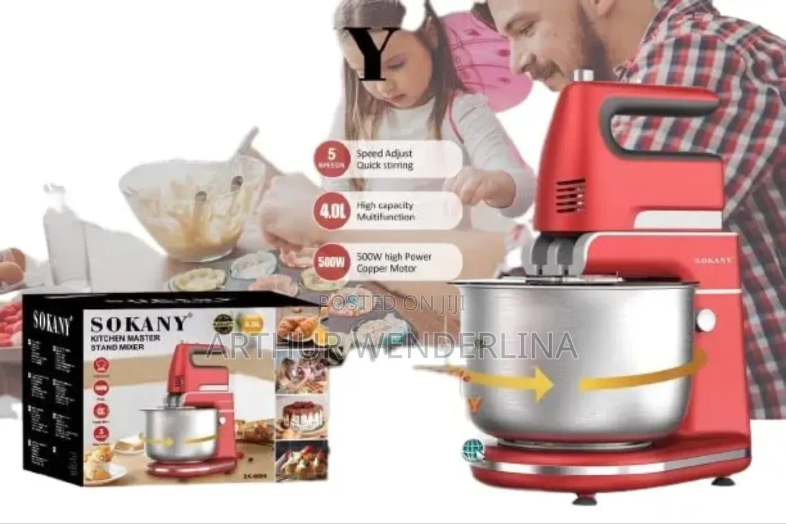 Sokany Stand Mixer 4 Liters 500 Watts Sk-6664