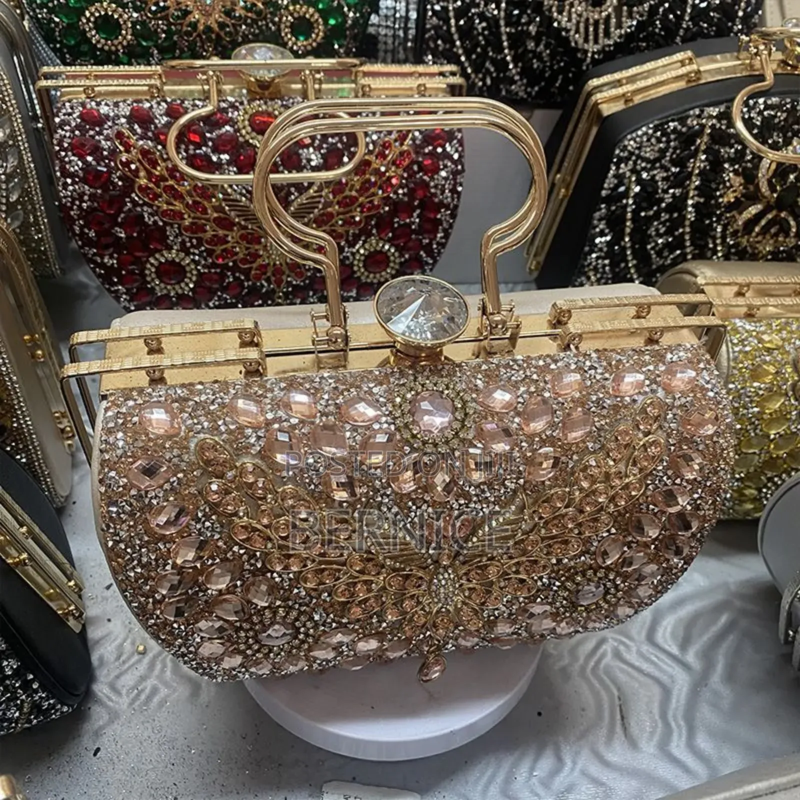 Elegant Crystal Beaded Evening Clutch Handbag