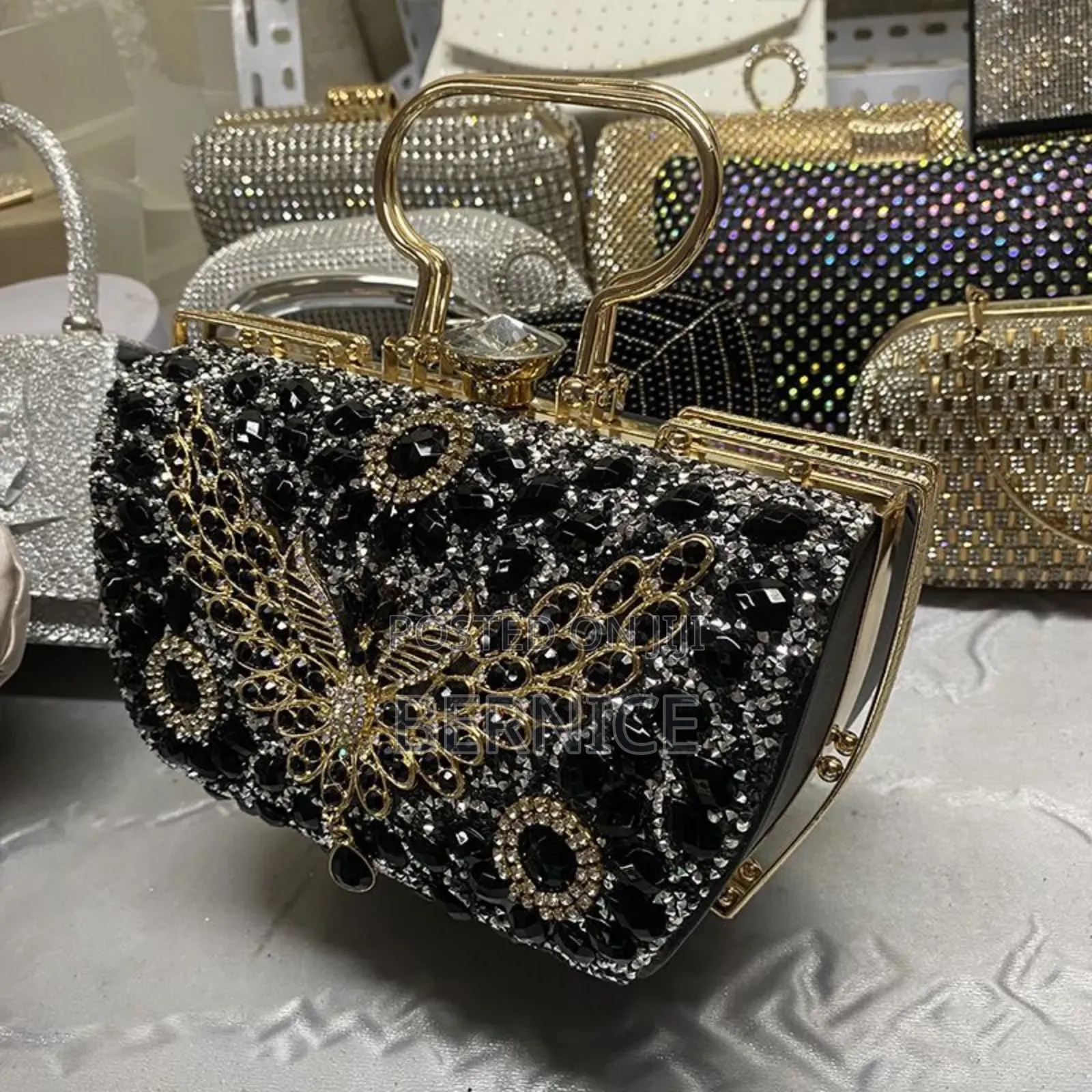 Elegant Crystal Beaded Evening Clutch Handbag