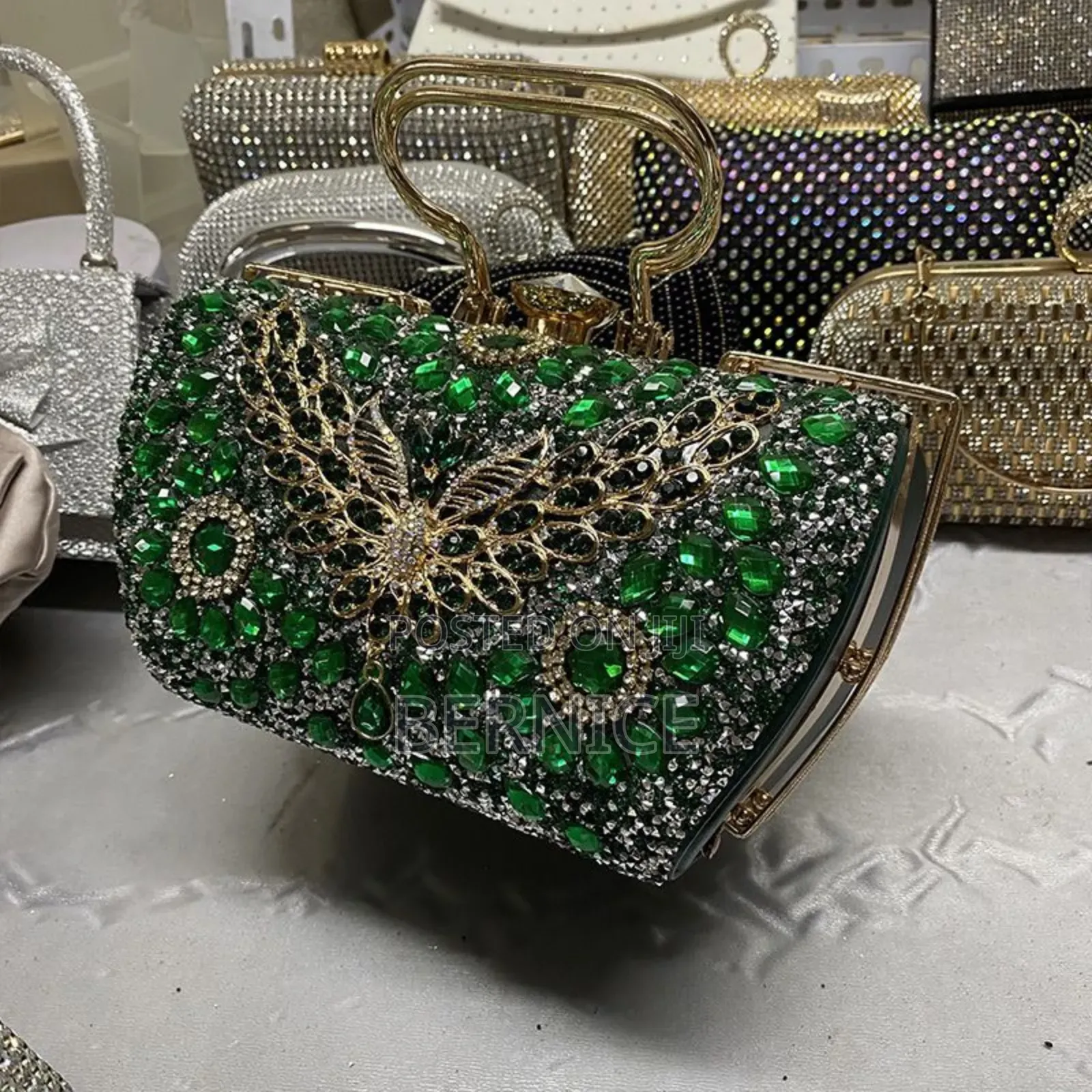 Elegant Crystal Beaded Evening Clutch Handbag