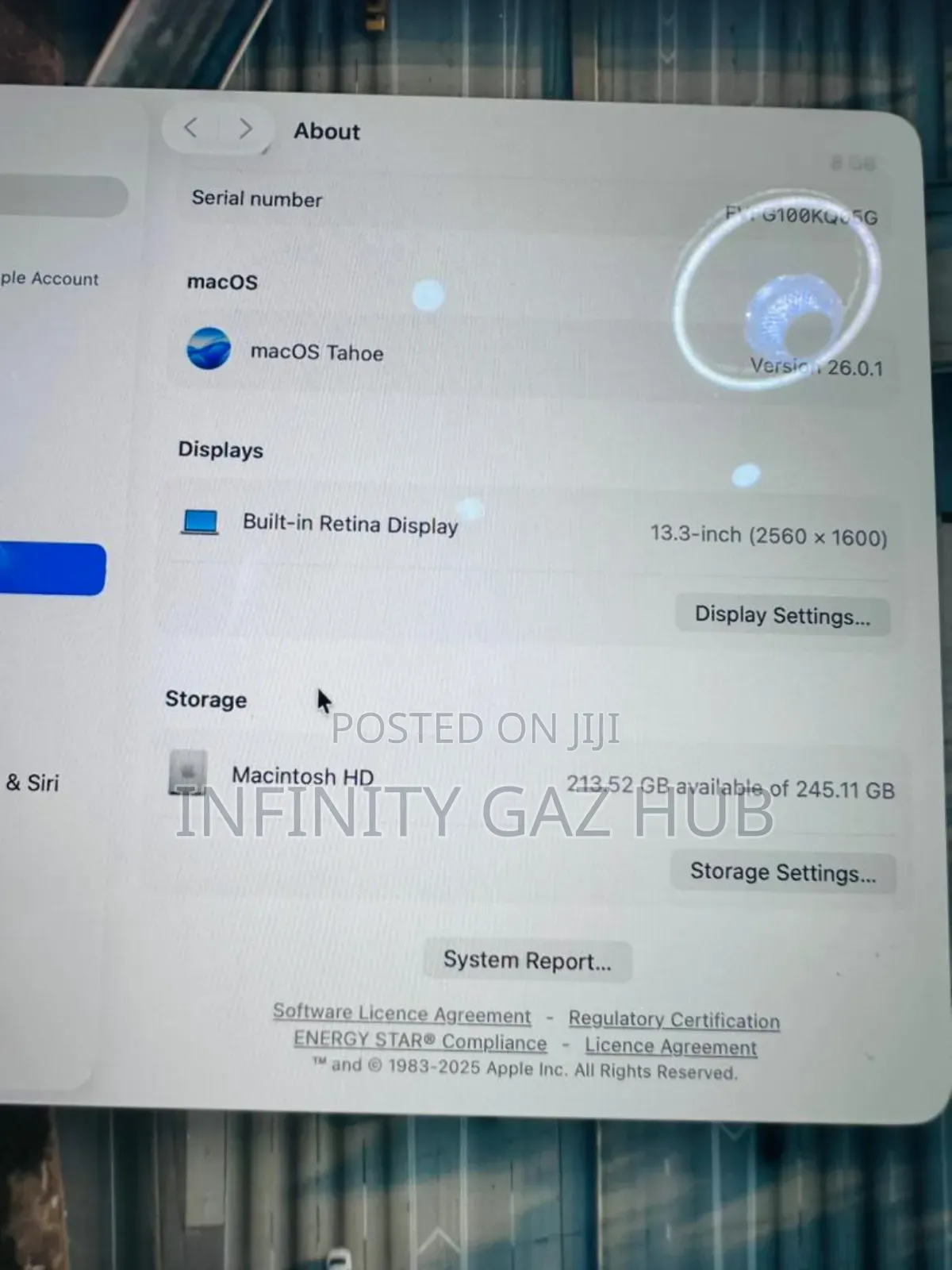 Laptop Apple MacBook Pro M1 8GB Apple M1 SSHD (Hybrid) 256GB