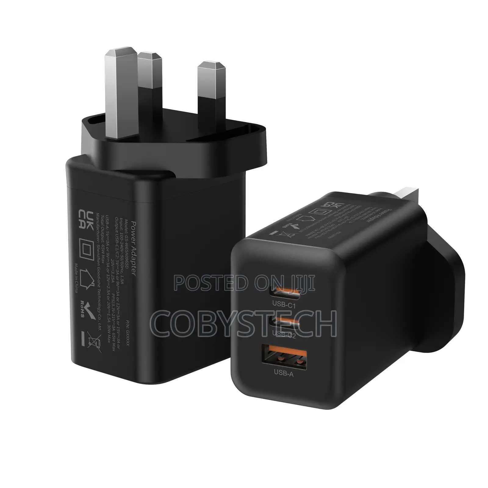 65w Gan Fast Charging Wall Adapter – Dual Usb-C + Usb-a (Free Cable)