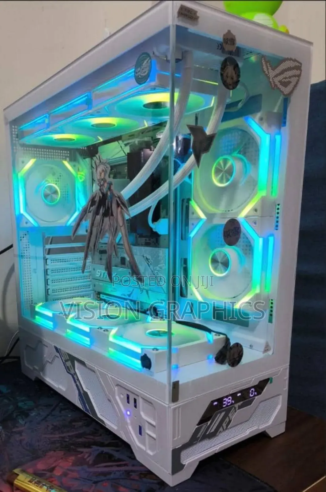 Full Atx Gaming Case With Temperature Display With 3 Argb Fans