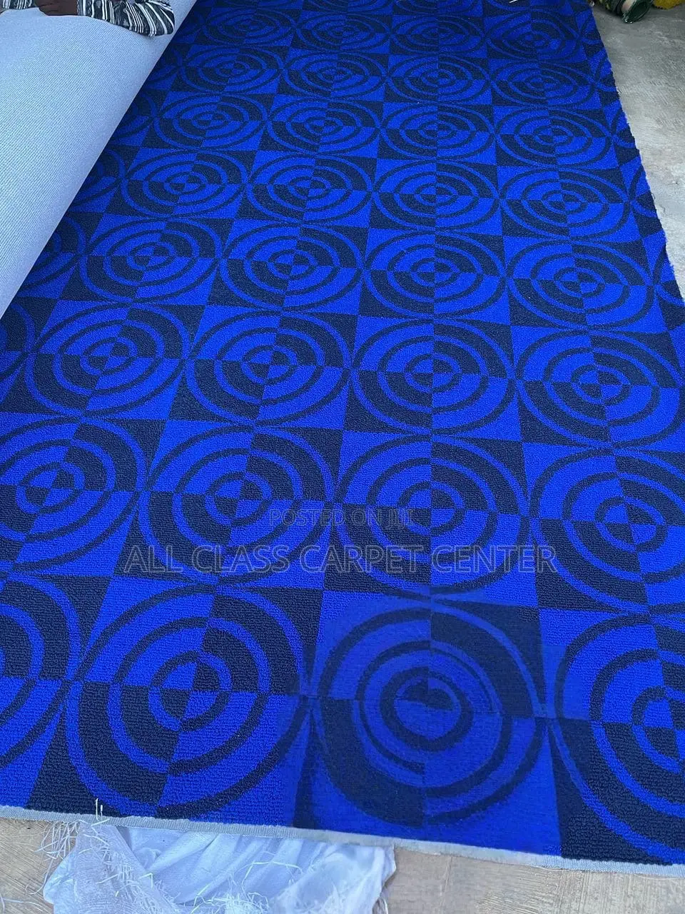 Blue Carpet With Circular Design (Fluffy)