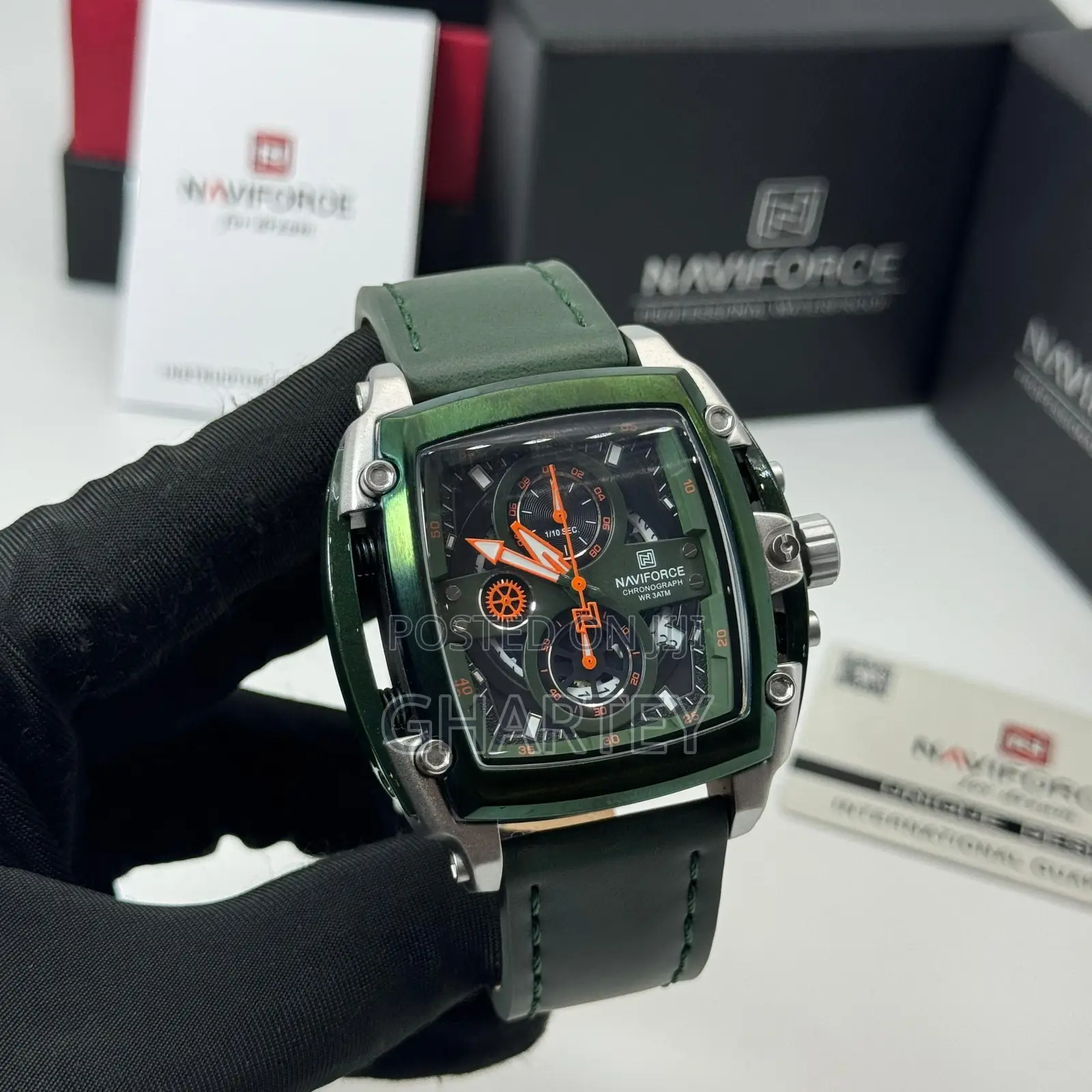 Naviforce Square Chronograph Watch–Bold Luxury for Modern Man