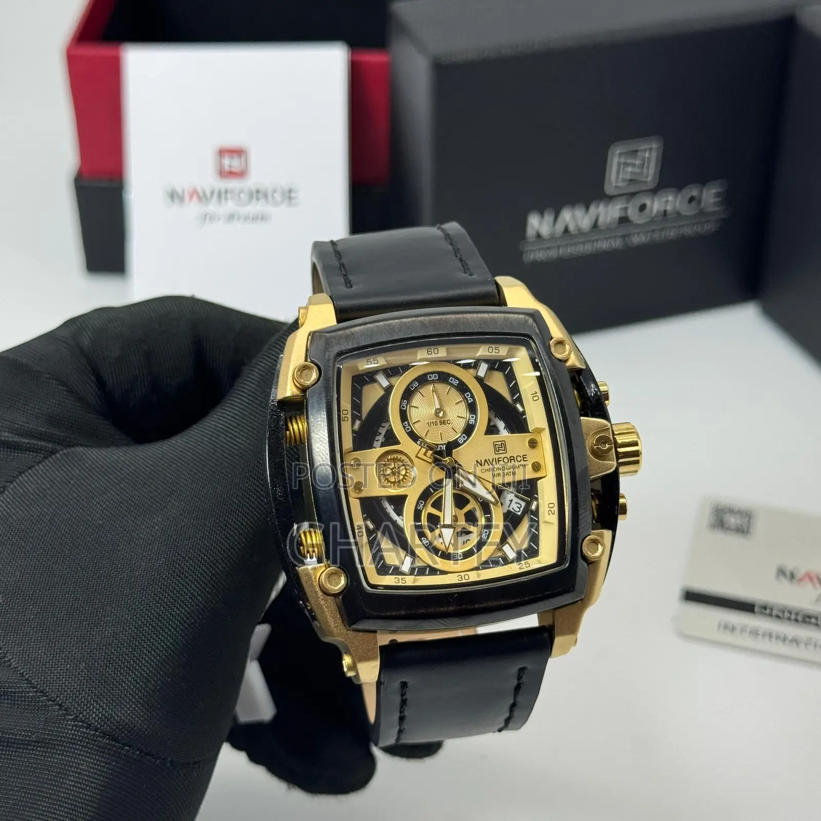 Naviforce Square Chronograph Watch–Bold Luxury for Modern Man