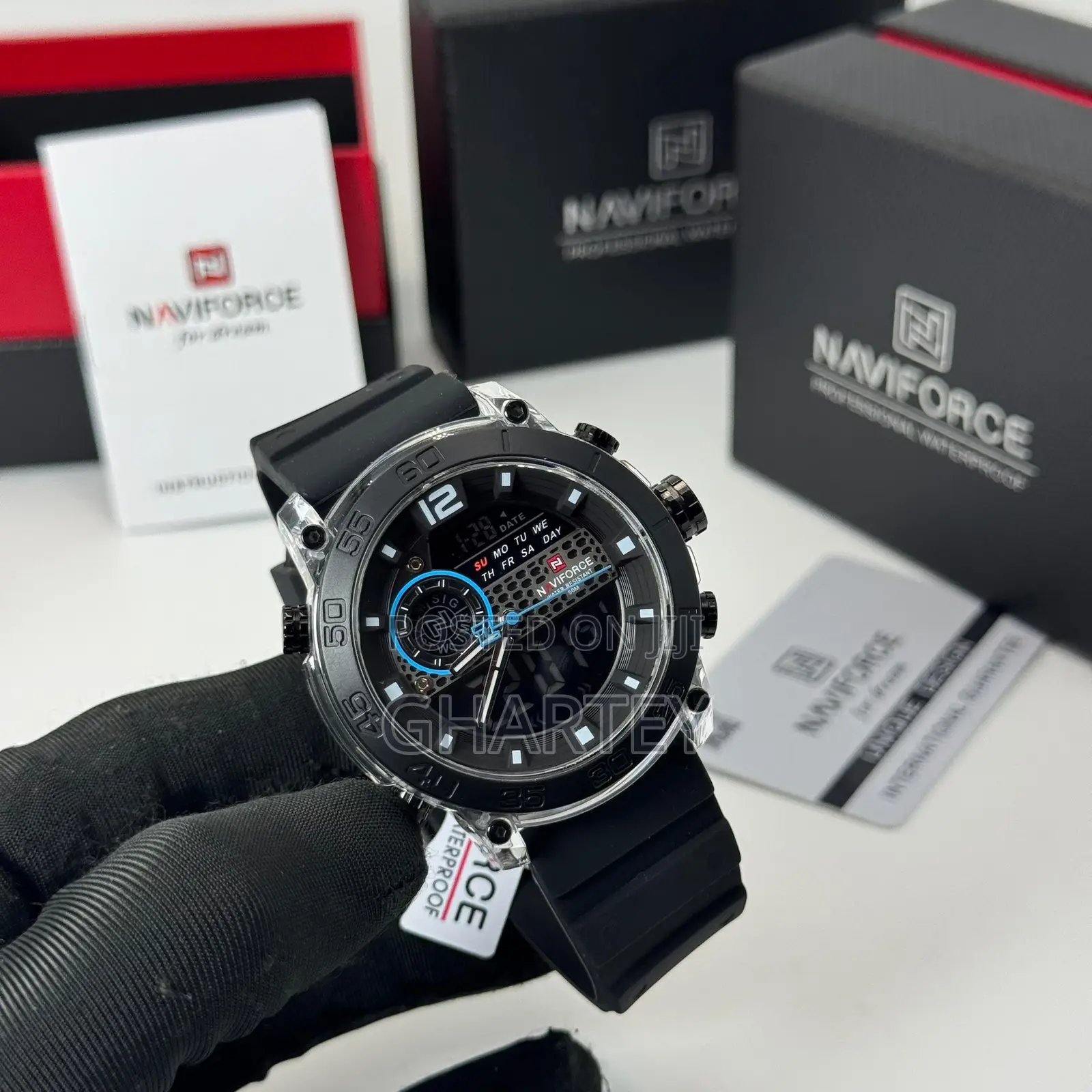 Naviforce Top Fashion Sport Men's Led Display 5atm Waterproof Watch