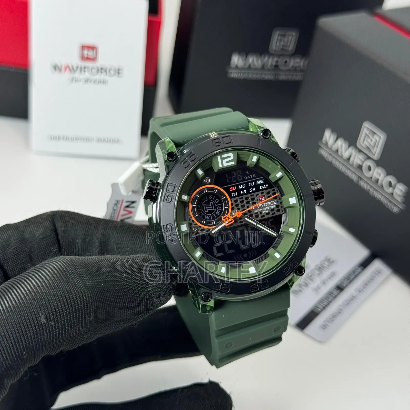 Naviforce Top Fashion Sport Men's Led Display 5atm Waterproof Watch
