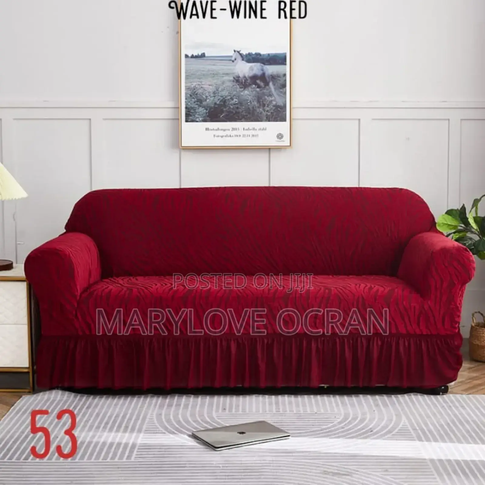 Wave-Wine Red Skirt Sofa Covers Set (2- Singles, 1- 2in1, 1- 3in1)