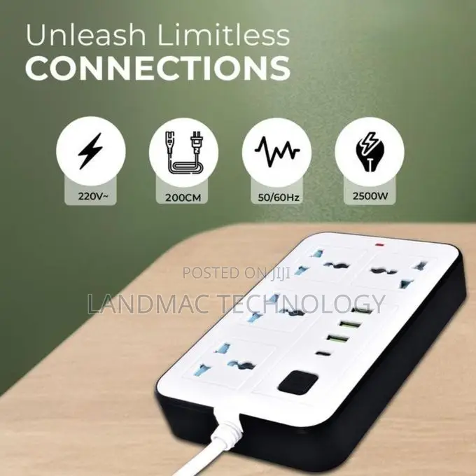3 Usb Ports 1 Type-C, Power Hub, Power Extension Socket