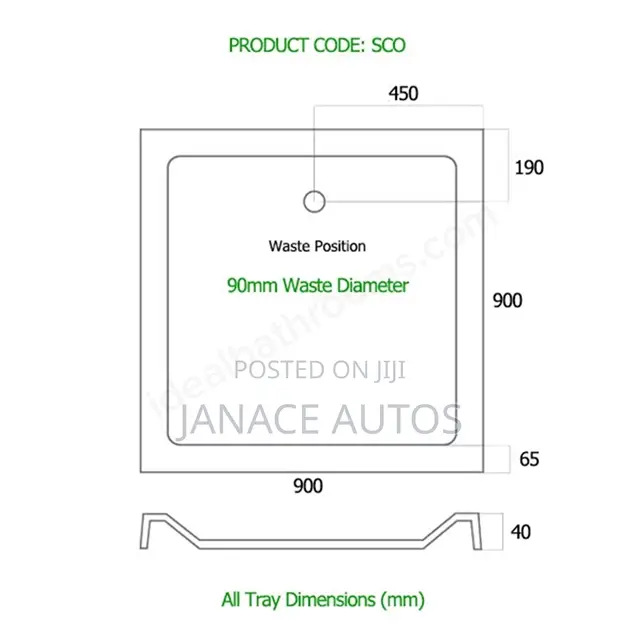 Low Profile 900mm X 900mm Quadrant/Square Shower Tray White