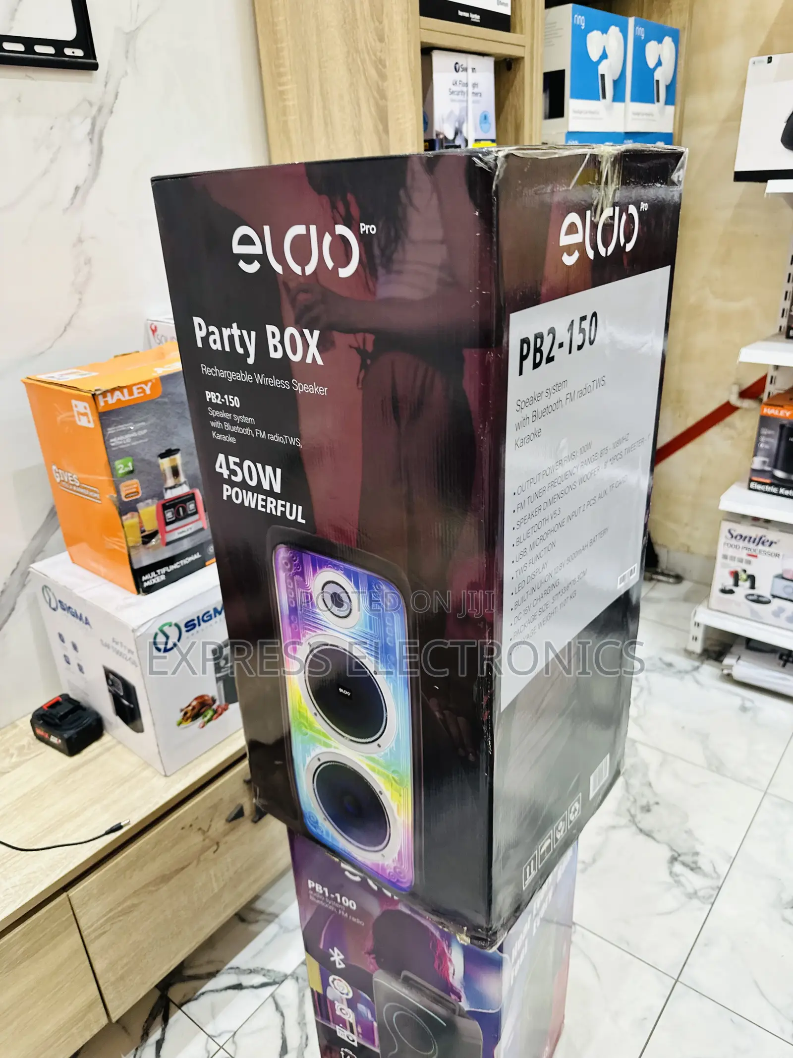 Authentic Sleek Black Wireless Eldo Pb1-100 Double 6,5"