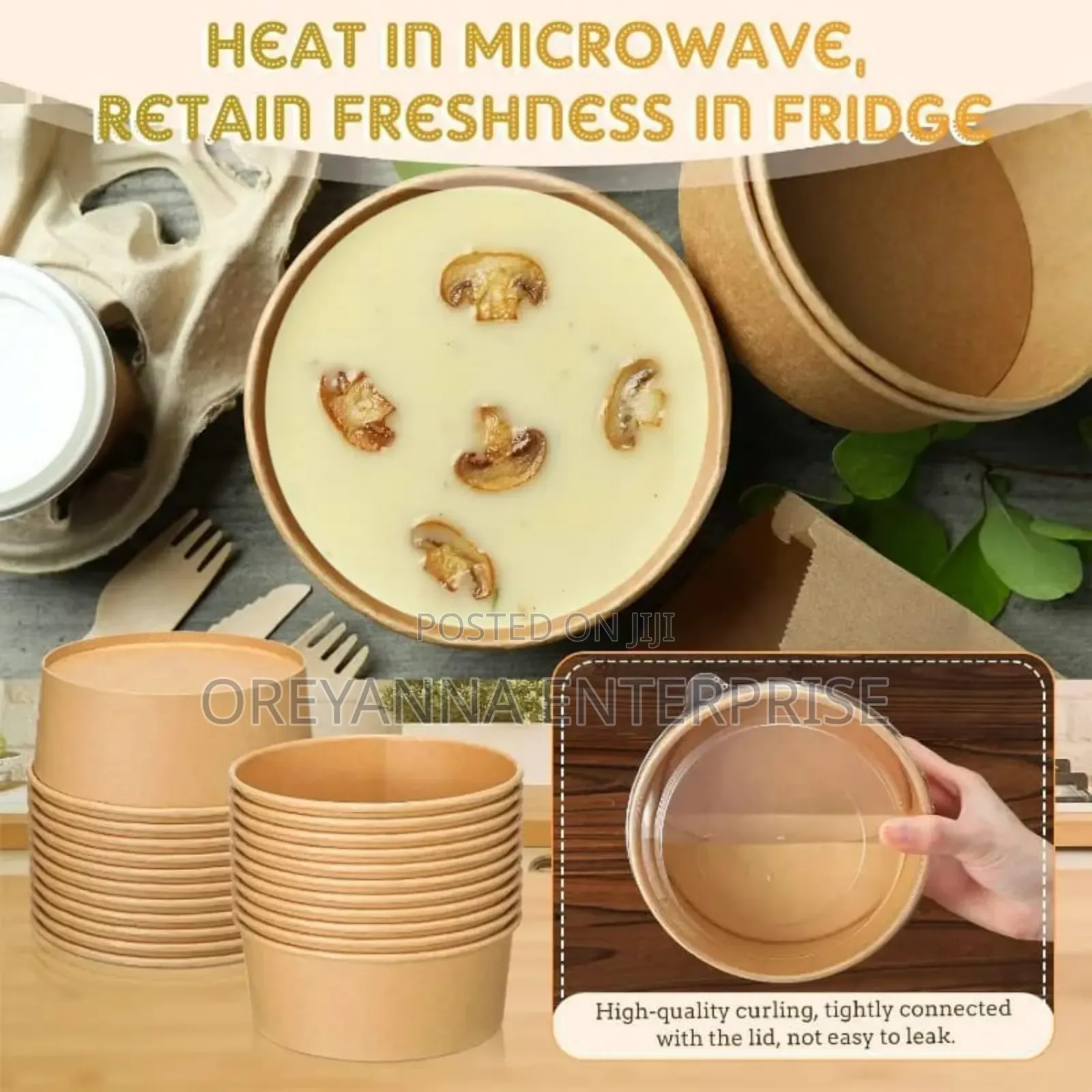 Round Craft Paper Bowls 1000ml Ghc3.10