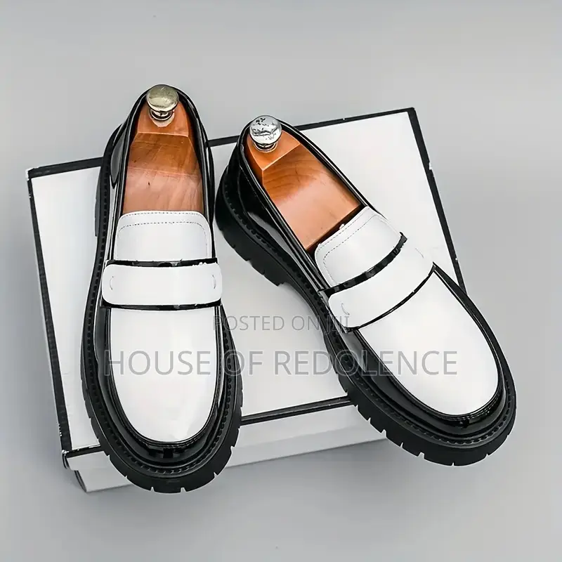 Dr. Martens White/Black Chunky Penny Loafers