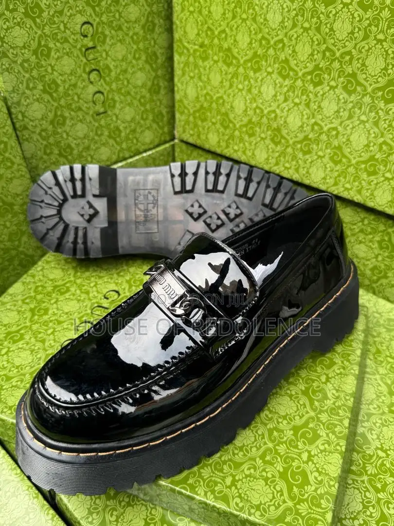 Dr. Martens Chunky Miu Miu Patent Leather Platform Loafers